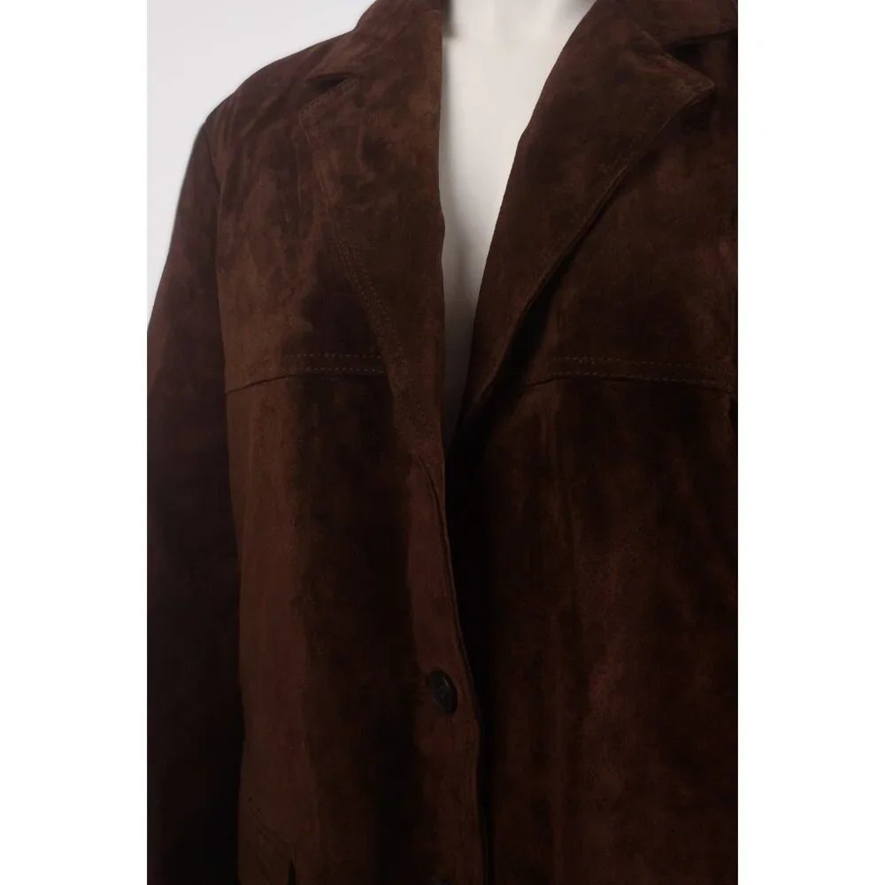 Zara ZW Collection Womans Suede Leather Blazer Jacket M Brown 4341/814 NWT - Picture 5 of 8